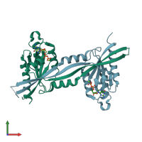 PDB entry 2if0 coloured by chain, front view.