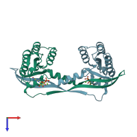 PDB entry 2if0 coloured by chain, top view.
