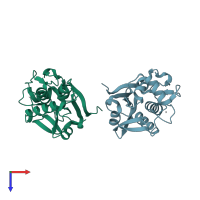 PDB entry 2if6 coloured by chain, top view.