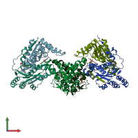 PDB entry 2ifa coloured by chain, front view.