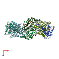 PDB entry 2ifa coloured by chain, top view.