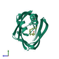 PDB entry 2ifb coloured by chain, side view.