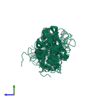 PDB entry 2ifs coloured by chain, ensemble of 20 models, side view.