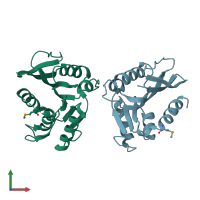 PDB entry 2ift coloured by chain, front view.