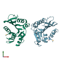 PDB entry 2ift coloured by chain, front view.