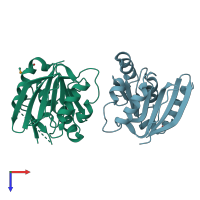 PDB entry 2ift coloured by chain, top view.