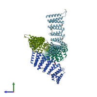 PDB entry 2ifu coloured by chain, side view.
