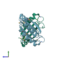 PDB entry 2ifx coloured by chain, side view.