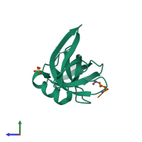 PDB entry 2ig0 coloured by chain, side view.
