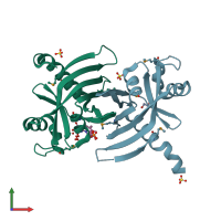 PDB entry 2ig6 coloured by chain, front view.