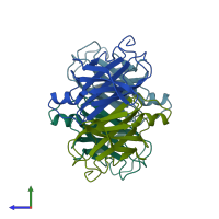 PDB entry 2igl coloured by chain, side view.