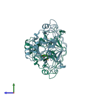 PDB entry 2igq coloured by chain, side view.