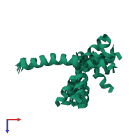 PDB entry 2igr coloured by chain, ensemble of 20 models, top view.
