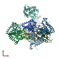 PDB entry 2igs coloured by chain, front view.
