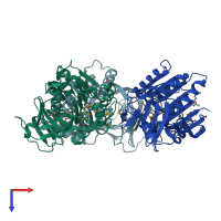 PDB entry 2igt coloured by chain, top view.