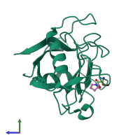 PDB entry 2igv coloured by chain, side view.