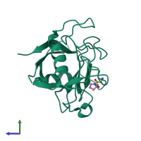 PDB entry 2igw coloured by chain, side view.