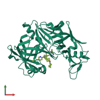 PDB entry 2igx coloured by chain, front view.