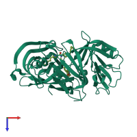PDB entry 2igx coloured by chain, top view.