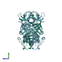PDB entry 2igy coloured by chain, side view.