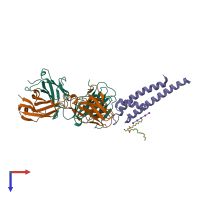 PDB entry 2ih1 coloured by chain, top view.