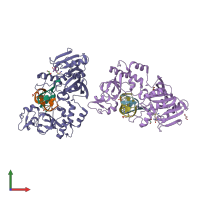 PDB entry 2ih2 coloured by chain, front view.