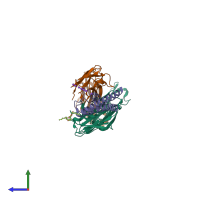 PDB entry 2ih3 coloured by chain, side view.