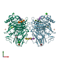 PDB entry 2ih9 coloured by chain, front view.