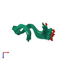 PDB entry 2iha coloured by chain, ensemble of 16 models, top view.