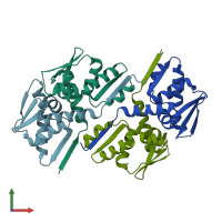 PDB entry 2ihc coloured by chain, front view.