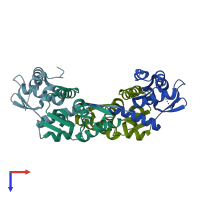PDB entry 2ihc coloured by chain, top view.