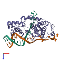 PDB entry 2ihn coloured by chain, top view.