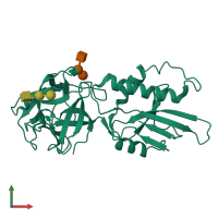 PDB entry 2iho coloured by chain, front view.