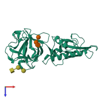 PDB entry 2iho coloured by chain, top view.
