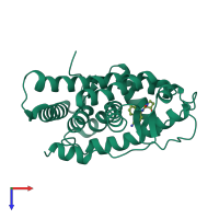 PDB entry 2ihq coloured by chain, top view.