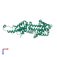 PDB entry 2ii0 coloured by chain, top view.