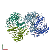 PDB entry 2ii1 coloured by chain, front view.