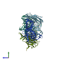PDB entry 2ii1 coloured by chain, side view.