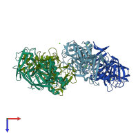 PDB entry 2ii1 coloured by chain, top view.