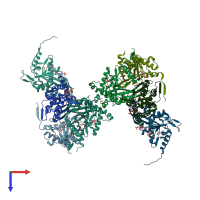 PDB entry 2ii3 coloured by chain, top view.