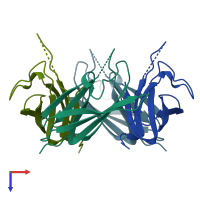 PDB entry 2ii9 coloured by chain, top view.