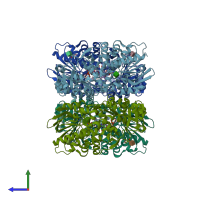 PDB entry 2iid coloured by chain, side view.