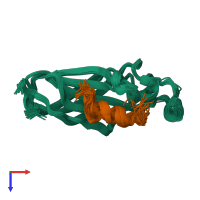 PDB entry 2iij coloured by chain, ensemble of 20 models, top view.