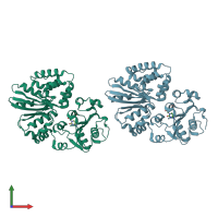 PDB entry 2iiq coloured by chain, front view.