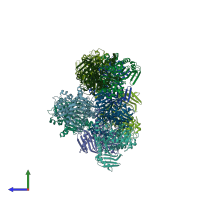 PDB entry 2iir coloured by chain, side view.