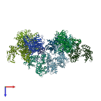PDB entry 2iir coloured by chain, top view.