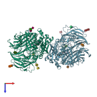 PDB entry 2iiv coloured by chain, top view.