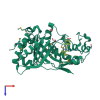 PDB entry 2iiz coloured by chain, top view.