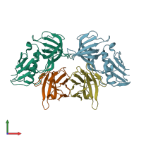 PDB entry 2ij0 coloured by chain, front view.