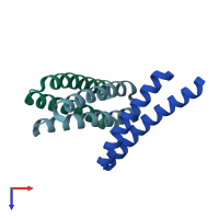 PDB entry 2ijh coloured by chain, top view.